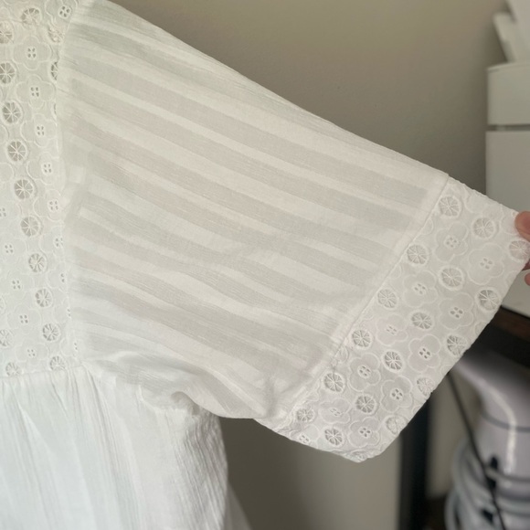 Boden White Cotton Gauze Material Eyelet Midi Dress Size 8 - Picture 11 of 14